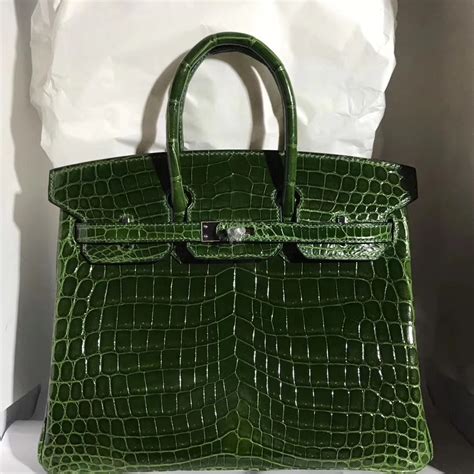 hermes light green|Hermes green crocodile bag.